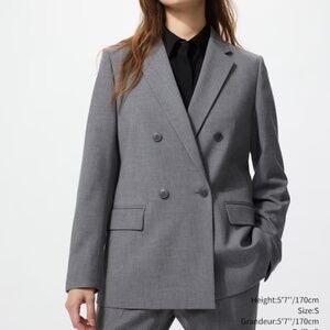 Uniqlo grey double breasted blazer, extra small